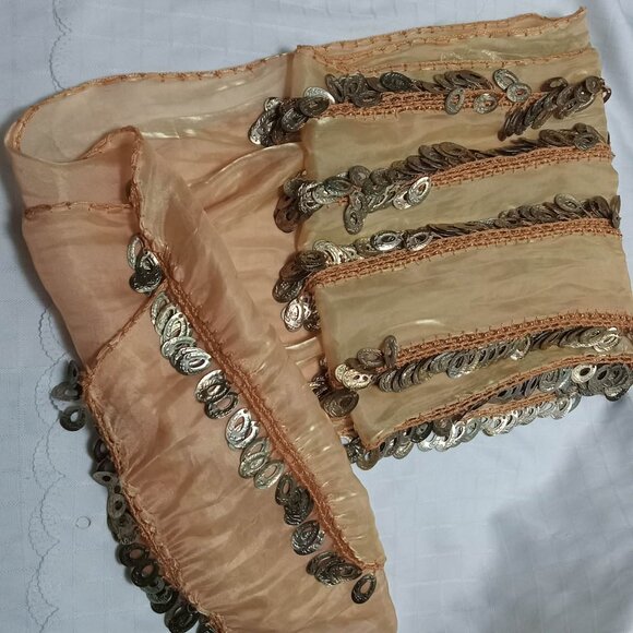 Pretty handmade belly dance skirt orange-beige - Picture 1 of 4